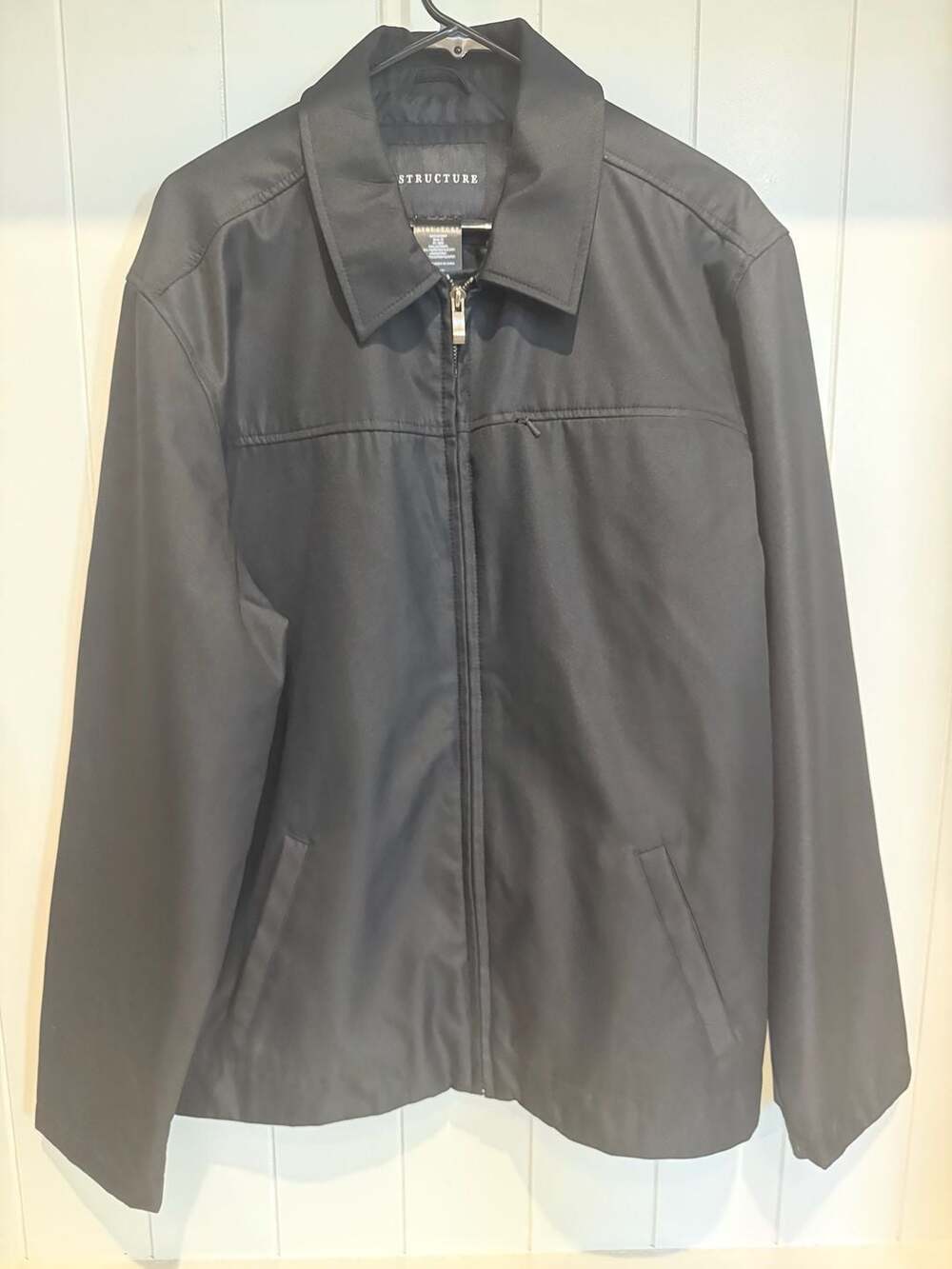 Structure Men's Full-Zip Microfiber Windbreaker Harrington Jacket